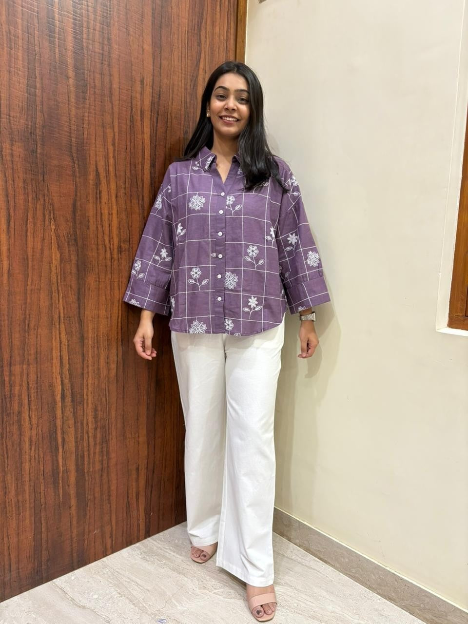 Embroidered Linen baggy shirt Embroidered