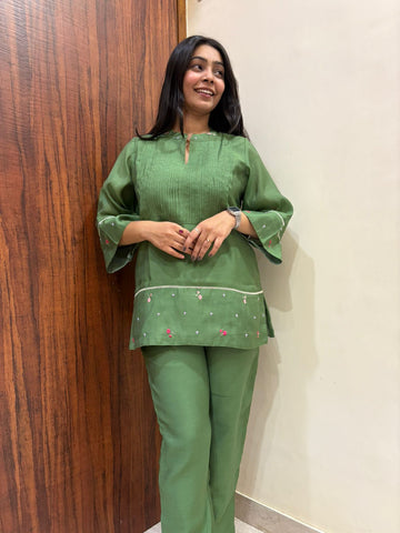 Embroidered Chanderi Coordset