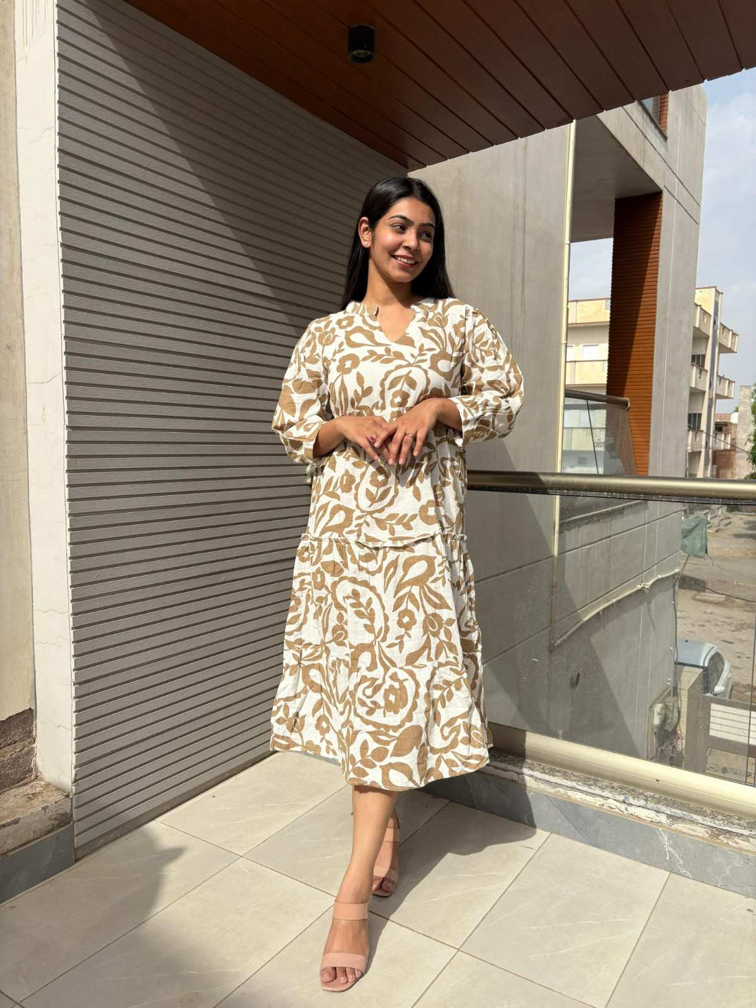 Cotton vintage brown dress