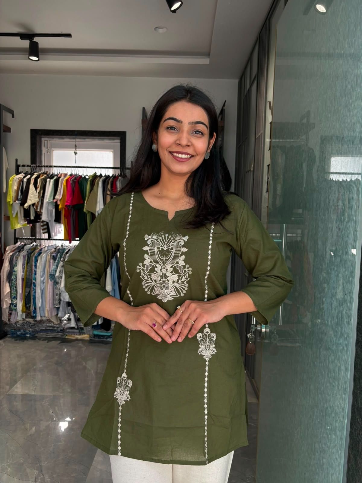 Embroidered Solid Tunic