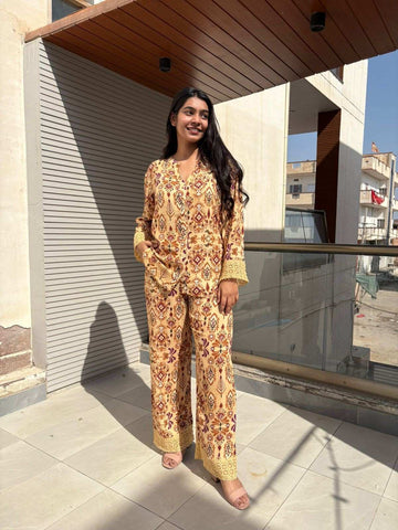 Cotton Selfwork printed coirdset
