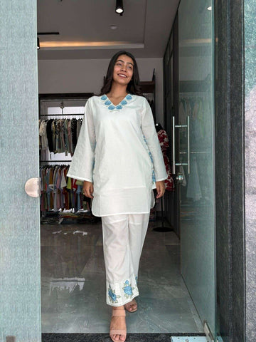 Cotton embroidered coordset