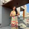 Cotton printed strap gown