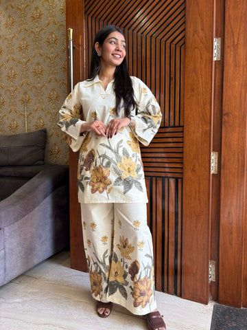 Printed Plazo Cotton coordset