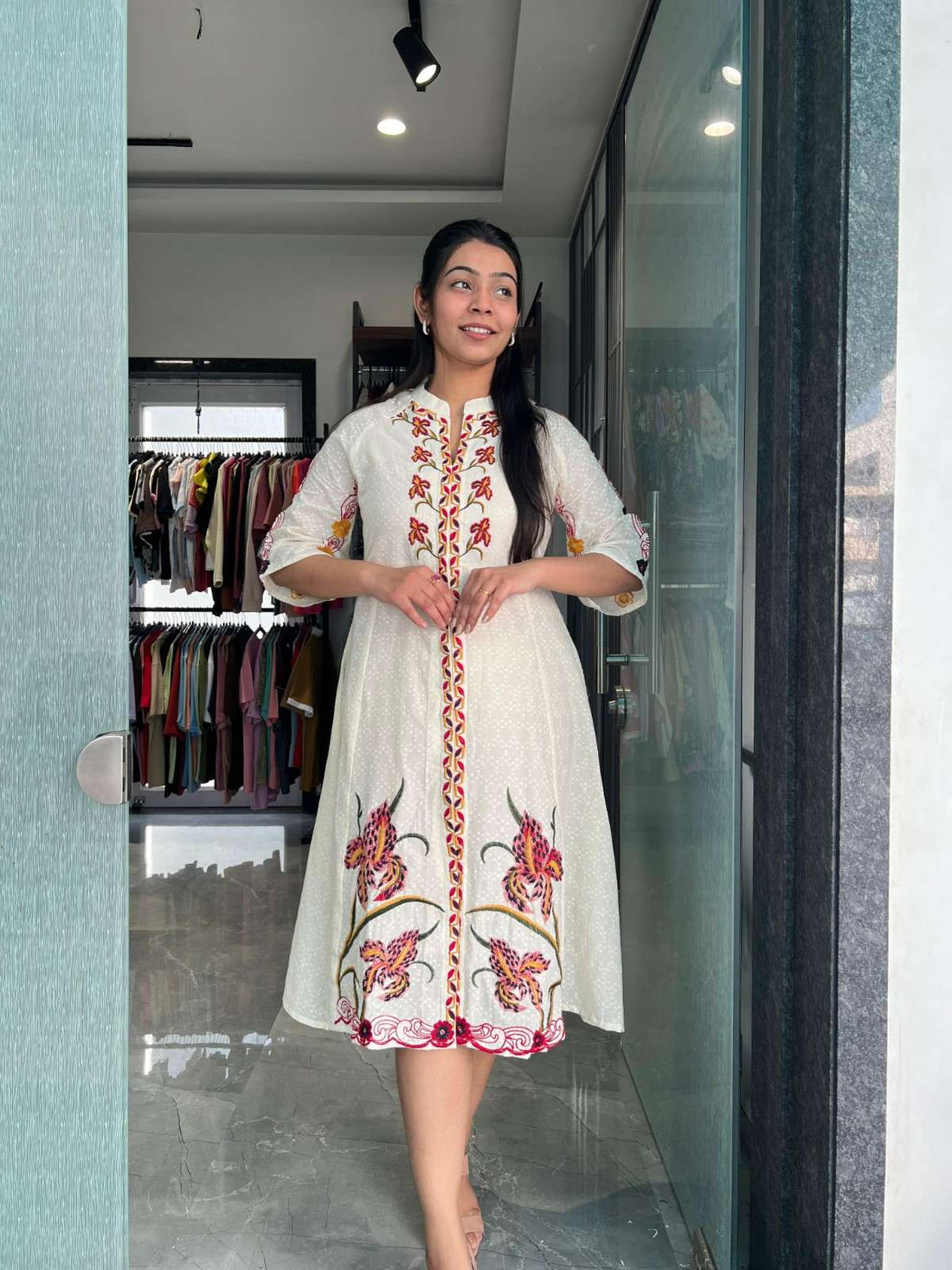Cotton Embroiderd Midi dress