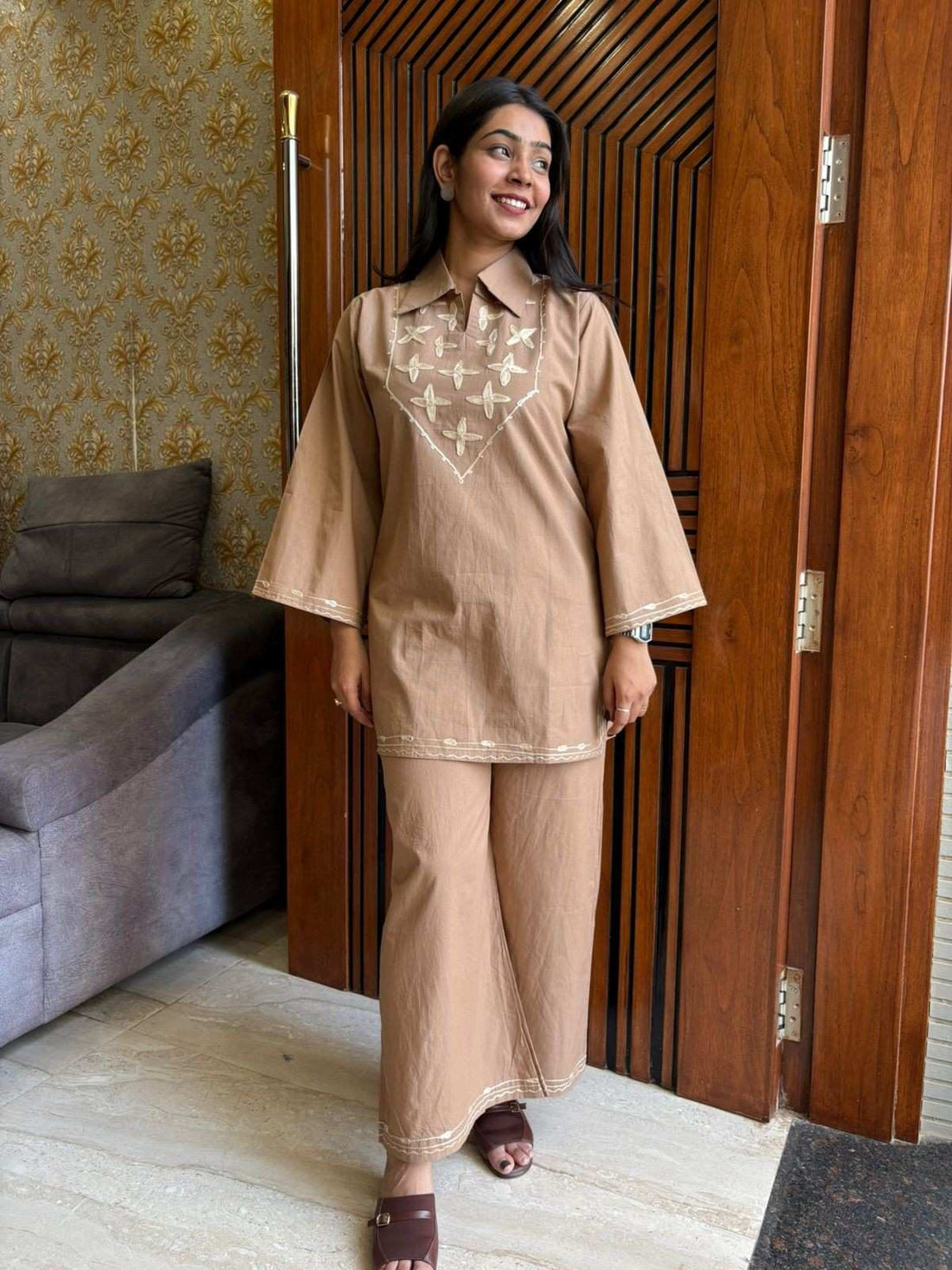 Pakistani Embroidered Cotton coordset