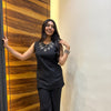 Satin solid tunic coordset
