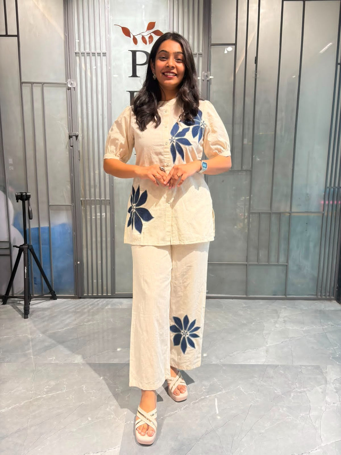 Khadi embroidered coordset