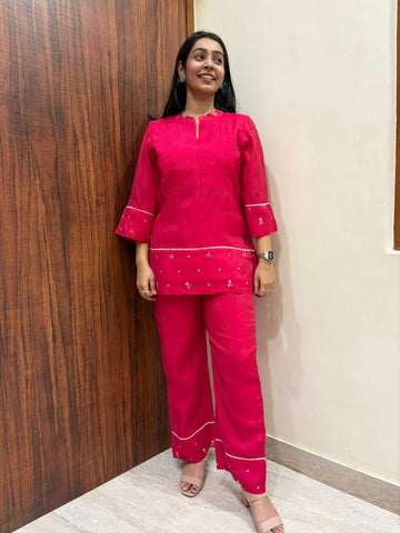 Chanderi Embroidered Coordset