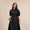 Evara Pleated Dress- Black