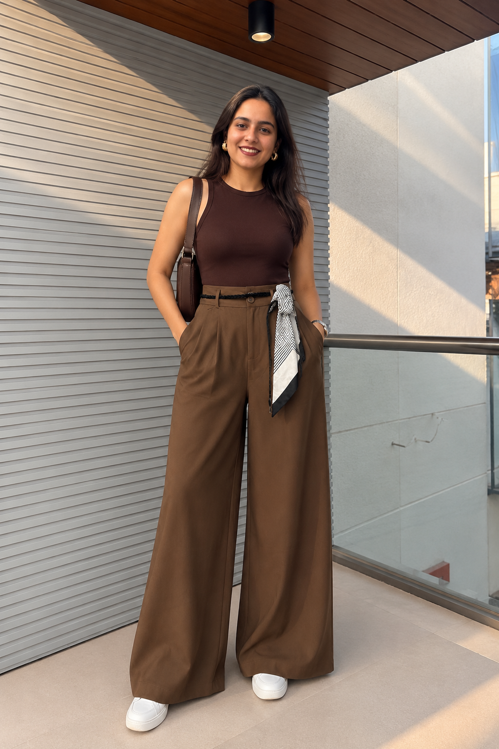 Korean Wide leg Pants - Olive