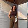 Korean Wide leg Pants - Olive