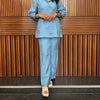 Chanderi Shirt Coord Set - Powder Blue