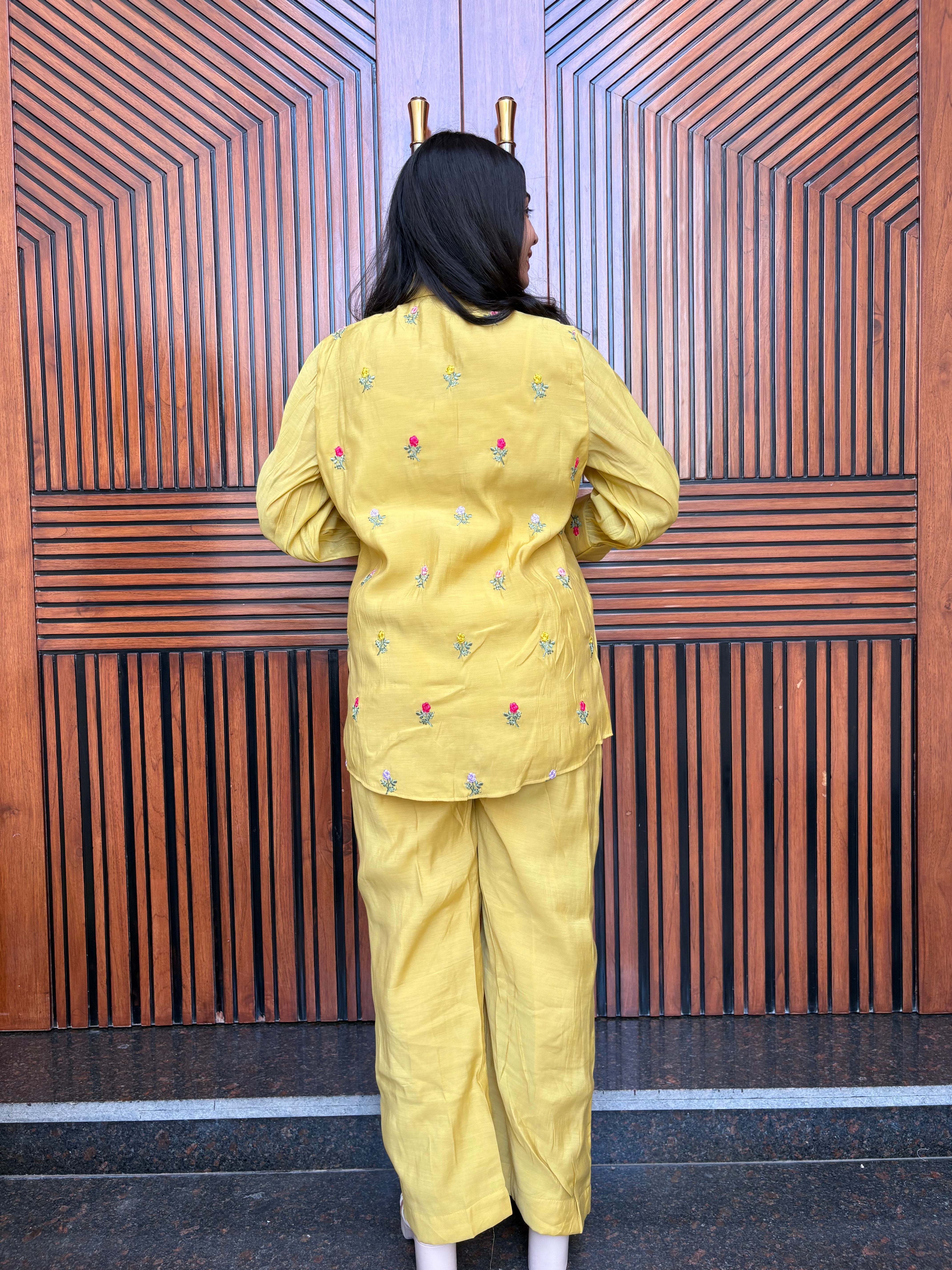 Chanderi Shirt Coord Set- Mustard