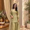 Sitara Angrakha 3Pc Set- Sage Green