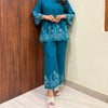 Pintex Embroidered Tunic Coord- Teal