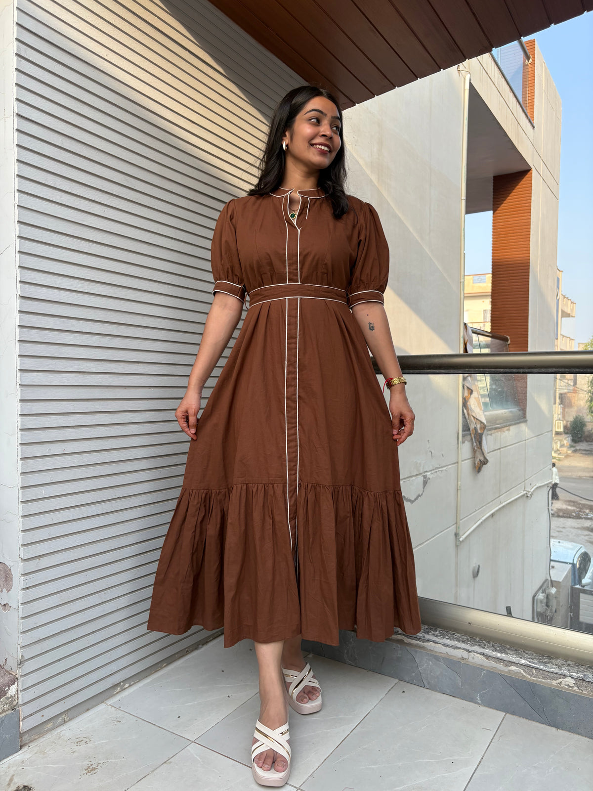 The Chetna Dress- Brown