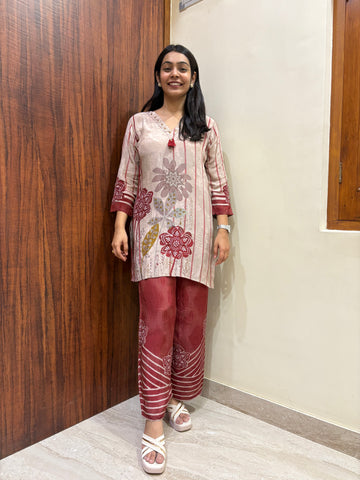 Luna Crepe Coord Set- Maroon