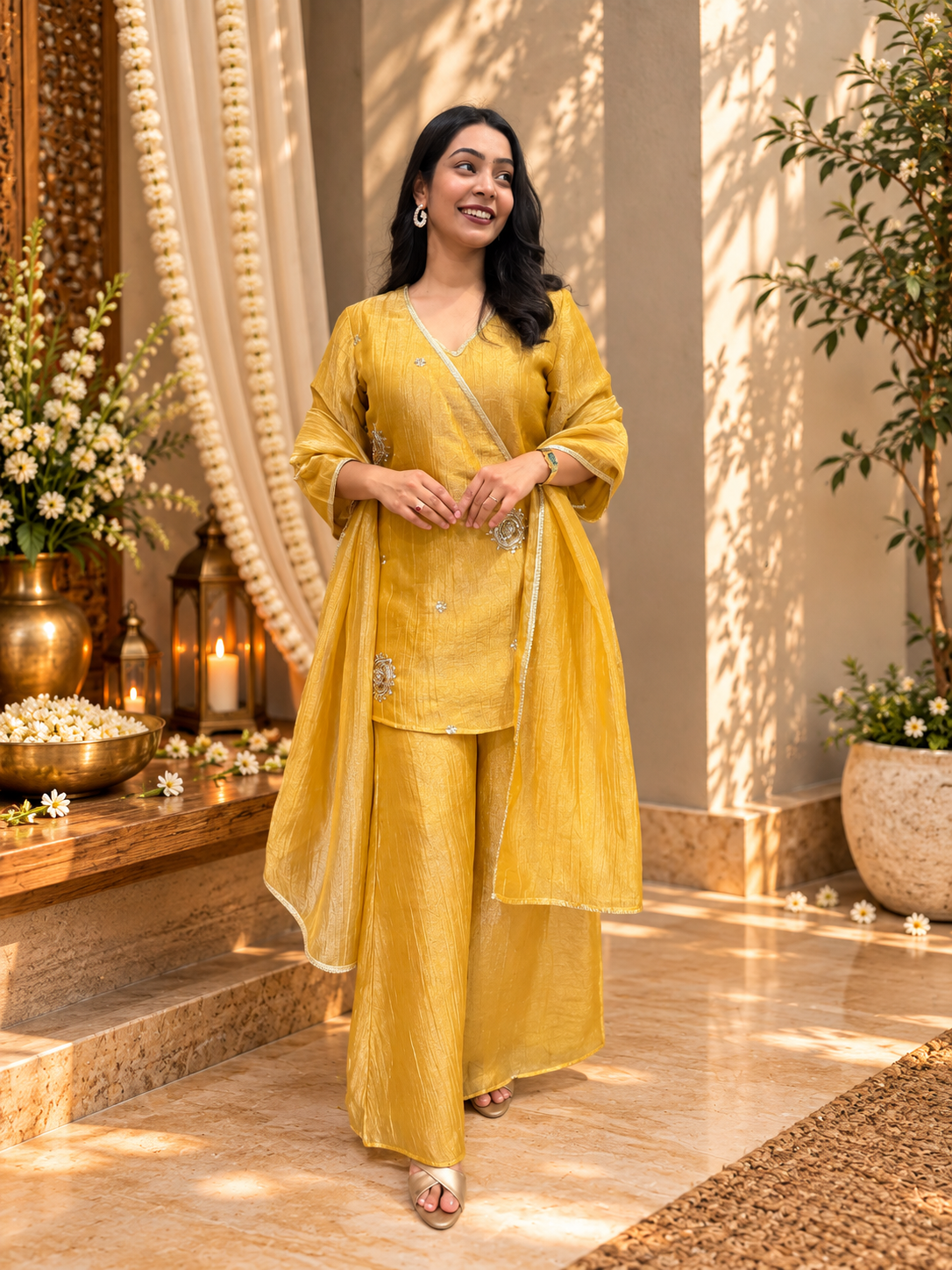 Sitara Angrakha 3Pc Set- Ladoo Peela