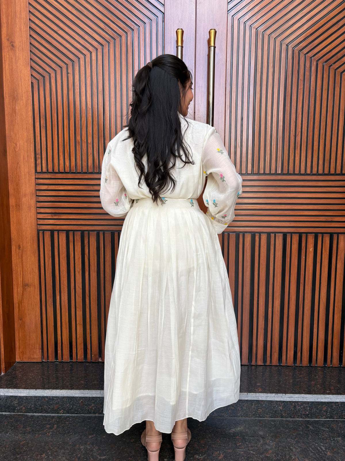 Chanderi Skirt Set - White