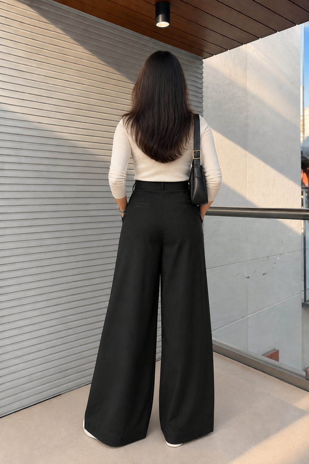 Korean Wide Leg Pants - Black