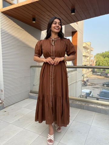 The Chetna Dress- Brown