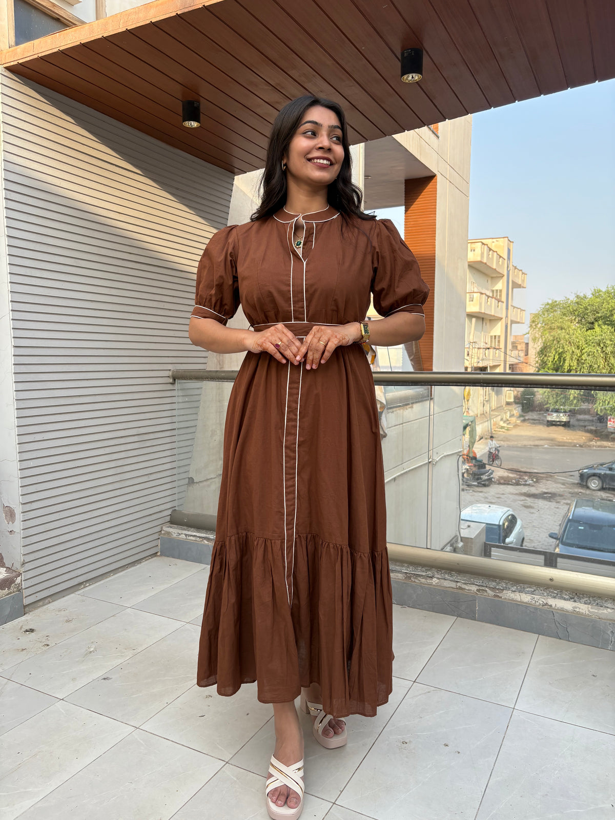 The Chetna Dress- Brown