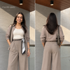 Korean Wide Leg Pant - Taupe Grey