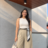 Korean Wide Leg Pant  - Beige
