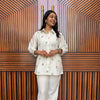 Chanderi Shirt Coord Set - White