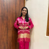 Suhana Gajji Silk Coord Set- Rani Pink