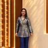 Kashish Brocade Coord Set- Navy Blue