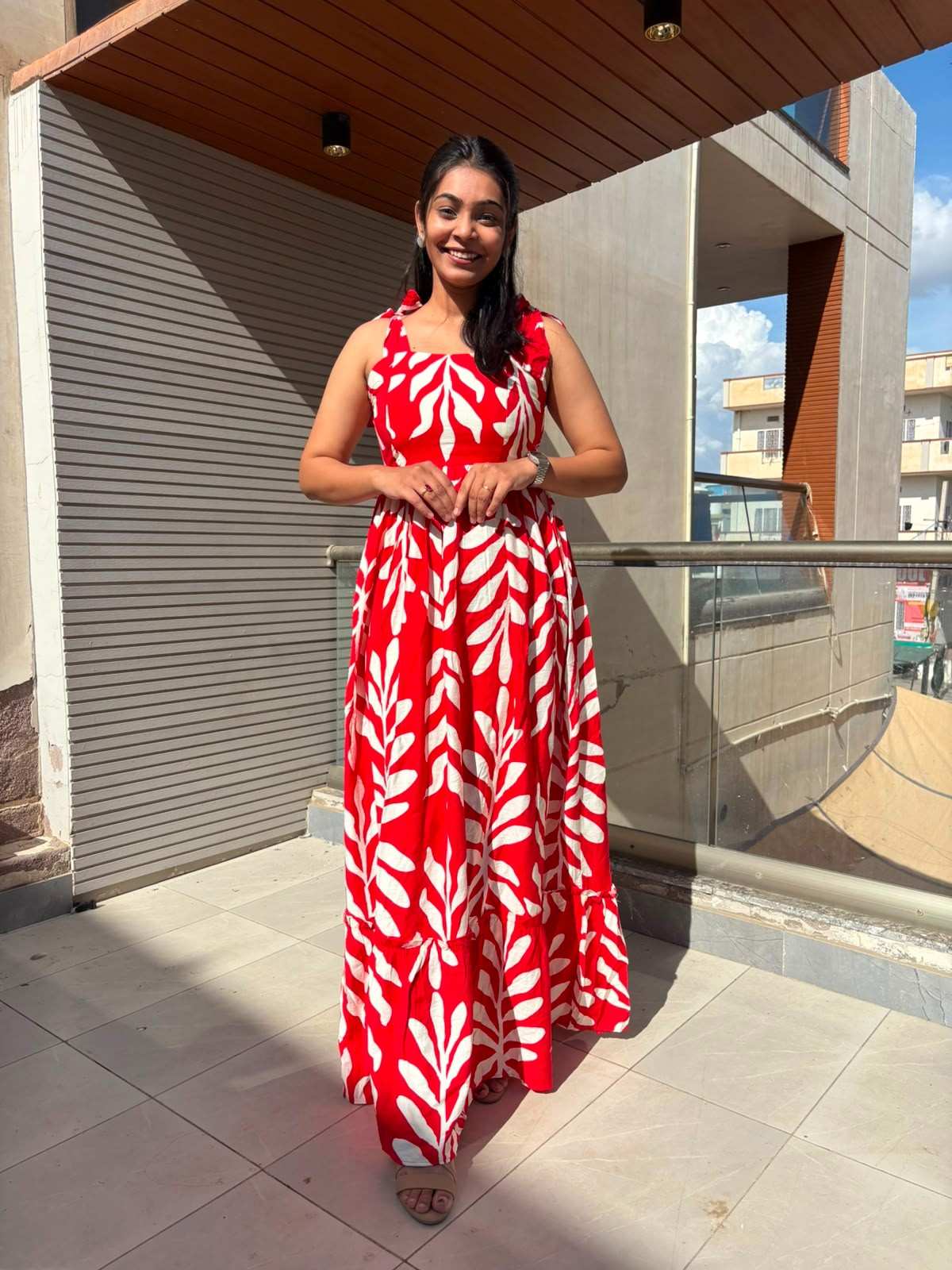 Printed Strap knot Dress