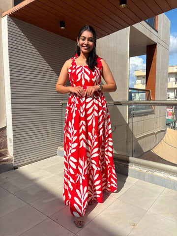 Printed Strap knot Dress
