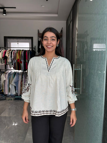 Embroidered Flex Cotton Tops