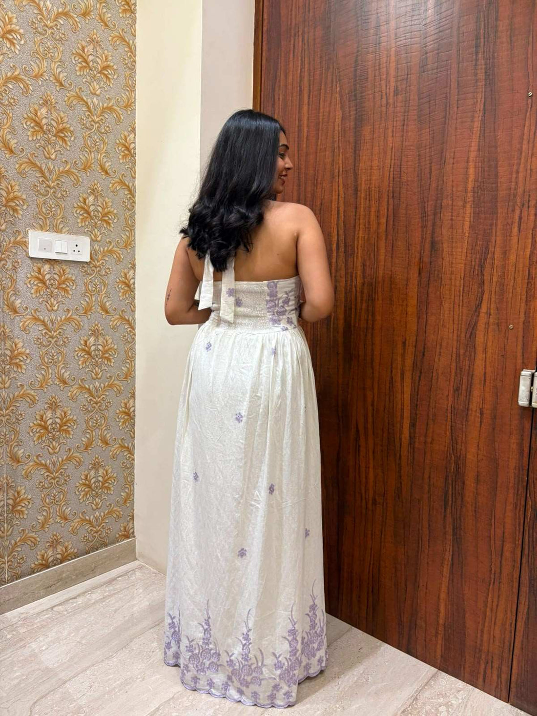 Embroidered Halter Neck Dress