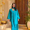 Poo Chanderi 3pc Dupatta Set- Teal Blue