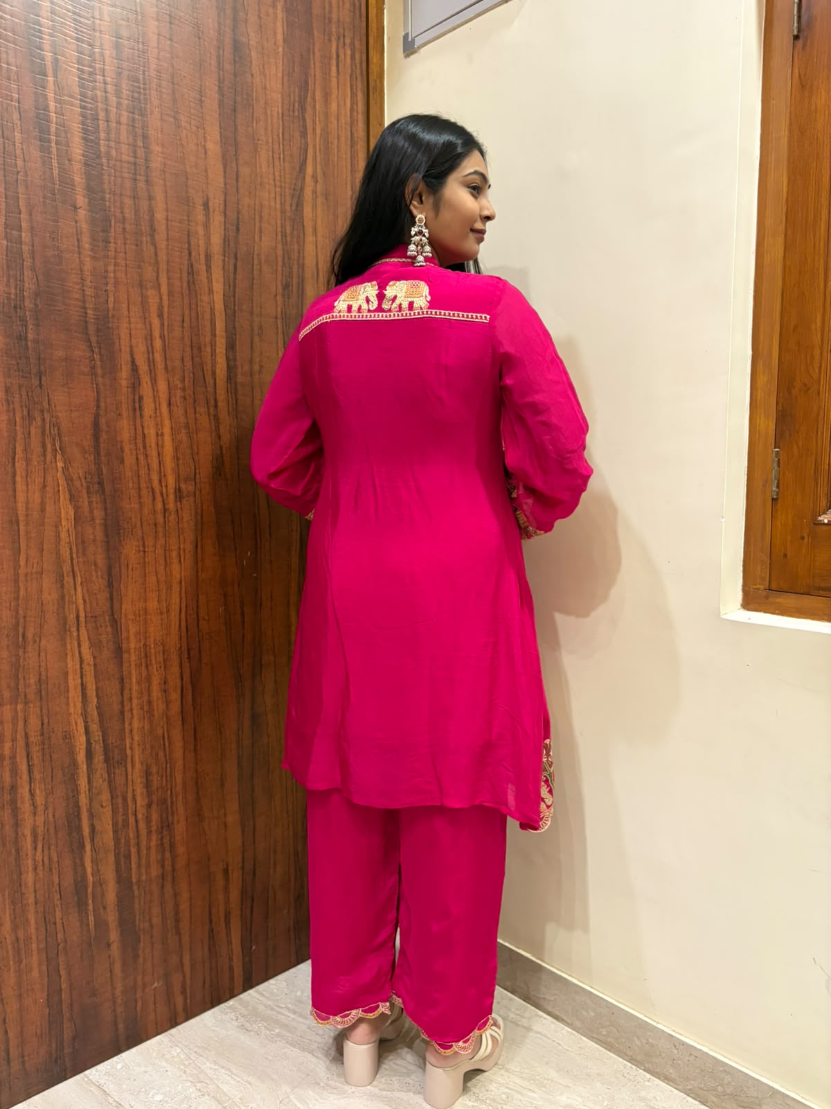 Nayra Chinon Coord Set - Rani Pink