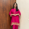 Nayra Chinon Coord Set - Rani Pink