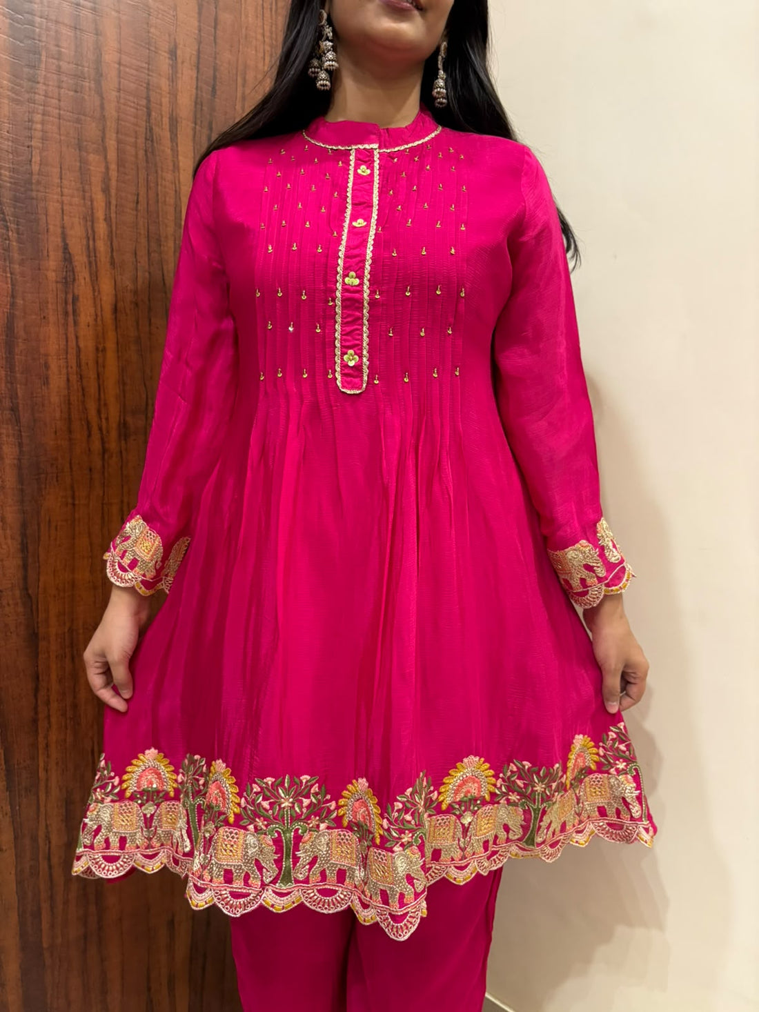 Nayra Chinon Coord Set - Rani Pink