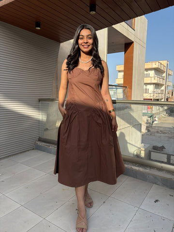 Elina Brown Corset Dress